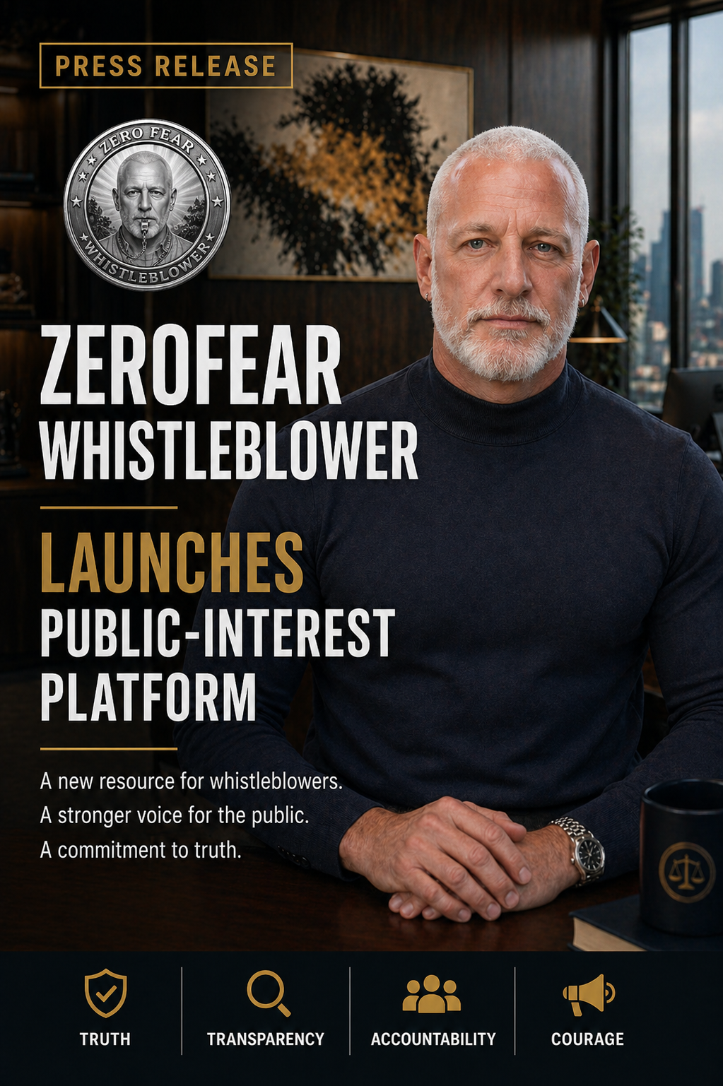Zero Fear Whistleblower public-interest platform press release artwork